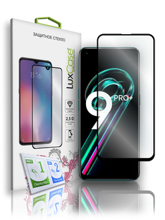 Стекло защитное 2.5D FG LuxCase для Realme 9, Прозрачное, 0,33 мм, Чёрная рамка