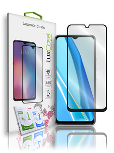 Стекло защитное 2.5D FG LuxCase для Itel A49, Прозрачное, 0,33 мм, Чёрная рамка