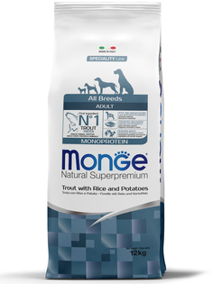 Корм сухой Monge Dog Monoprotein для собак всех пород форель с рисом и картофелем 12 кг