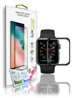 Стекло защитное 3D FG LuxCase для Apple Watch 42 мм, Прозрачное, Front, 0,33 мм, Чёрная рамка