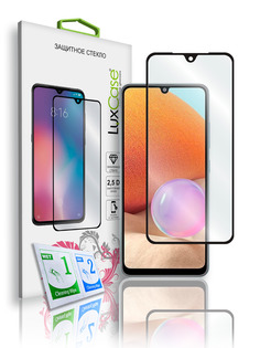 Стекло защитное 2.5D FG LuxCase для Samsung Galaxy M32, Прозрачное, 0,33 мм, Чёрная рамка