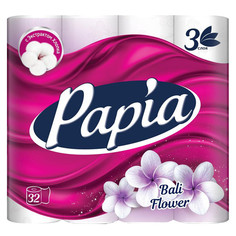 Бумага туалетная бумага туалетная PAPIA Bali Flower 32шт в уп. 3-слойные 140 листов парфюмированная