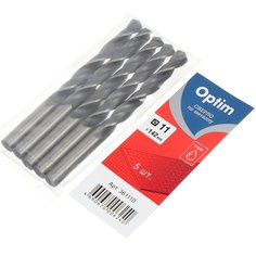 Сверло по металлу, 5 шт, Optim, диаметр 11 мм, цилиндрическое, 361110