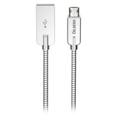 Кабель USB, OLMIO, Steely, microUSB, 2.1 А, 1.2 м, металл, 038650