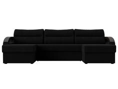 Диван п-образный Форсайт Микровельвет Черный Bravo
