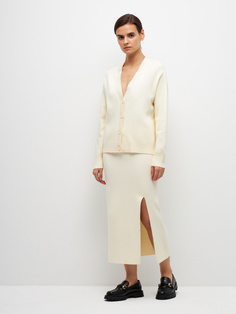 Вязаная юбка с разрезом (белый, L) Sela