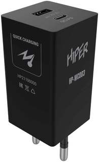 Сетевое зарядное устройство Hiper HP-WC003 3A+2.22A PD+QC универсальное черный