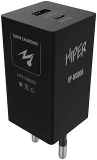 Сетевое зарядное устройство Hiper HP-WC004 3A+2.5A PD+QC универсальное черный