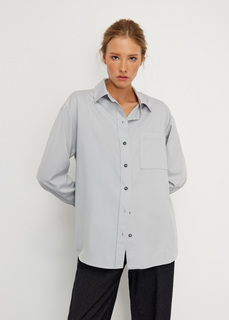 Рубашка с рельефами свободного кроя NICEONE [Светло-серый, One size]