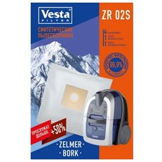 Мешок для пылесоса Vesta filter, ZR 02S, синтетический, 4 шт, + 2 фильтра