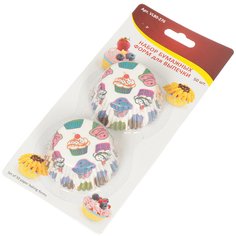 Набор форм для выпечки бумага, 50 шт, 8х8х3 см, круглый, Мультидом, VL80-276