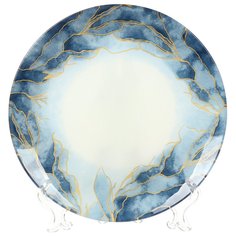 Тарелка обеденная, стекло, 23 см, круглая, Navy Leaves, Daniks