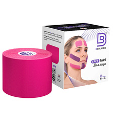 Косметологический кинезио тейп для для моделирования овала лица (5см*5м) розовый Bbalance