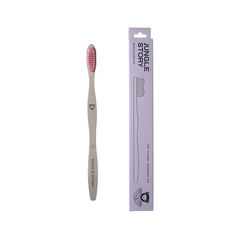Бамбуковая зубная щетка, деревянная зубная щетка с натуральной щетиной Pink Jungle Story