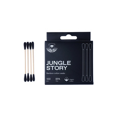 Бамбуковые Ватные палочки с органическим Черным хлопком Jungle Story