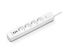 Сетевой фильтр Perfeo Power Stream 2500W 4 Sockets 3xUSB 2m White PF_C3955