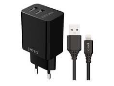 Зарядное устройство Pero TC02 2USB 2.1A Lightning Black TC02BL2AL ПЕРО