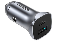 Зарядное устройство Ugreen CD130 USB-C PD + USB-A QC 20W Silver 30780