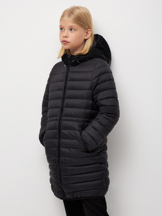 Стеганое пальто для девочек (черный, 128) Sela
