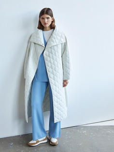 Стеганое пальто-халат (белый, M) Sela