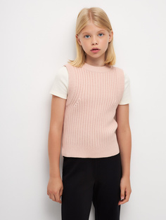 Вязаный жилет для девочек (розовый, 164) Sela