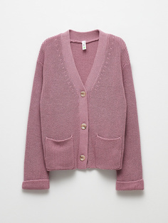 Вязаный кардиган для девочек (розовый, 152) Sela