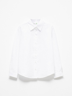 Хлопковая блузка в горошек для девочек (синий, 140) Sela