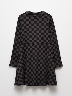 Трикотажное платье с принтом для девочек (черный, 152) Sela