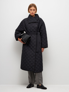 Стеганое пальто-халат (черный, M) Sela