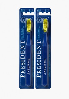 Зубные щетки 2 шт. President , soft (мягкая щетина) / 5 МИЛ, President Sensitive для чувствительных зубов