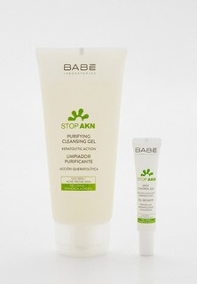 Набор для ухода за лицом Babe Laboratorios Очищающий Stop Akn: Гель для умывания Stop Akn, 200 мл+ Гель точечный корректирующий против угрей Stop Akn, 8 мл