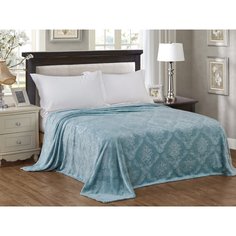 Плед евростандарт, 200х220 см, велсофт, 100% полиэстер, Cleo, Парма, голубой, 200/169-OP