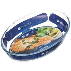 Форма для выпечки стекло, 21.4х29.8х6.3 см, 2.4 л, овальная, Daniks, DNX-24R