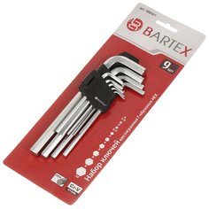 Ключ шестигранный, 9 предметов, Bartex, Г-образный, HEX, AI-2904001