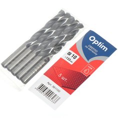 Сверло по металлу, 5 шт, Optim, диаметр 10 мм, цилиндрическое, 361100