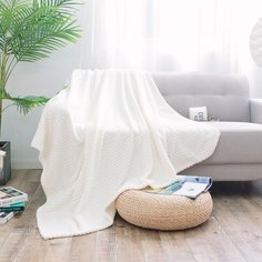 Плед 1.5-спальный, 150х200 см, велсофт, 100% полиэстер, Cleo, Роял плюш, белый, 150/014-RP