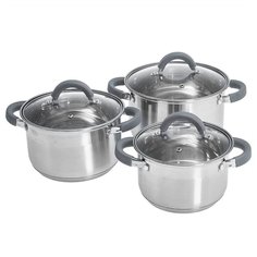 Набор посуды нержавеющая сталь, 6 предметов, 2.2 л, 3 л, 4 л, индукция, Webber, BE-625/6