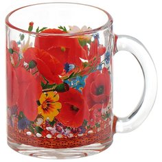 Кружка стекло, 300 мл, Маковое поле, Декостек, 208-Д