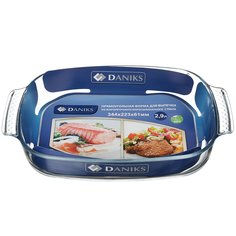 Форма для выпечки стекло, 34х22.4х6.4 см, 2.9 л, прямоугольная, Daniks, OCT-NR5607