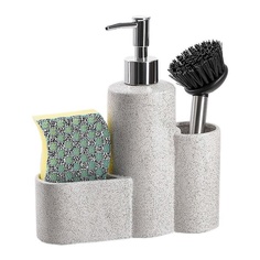 Дозатор для мыла и моющего средства "Minimal" с щеткой и подставкой для губки Denezo