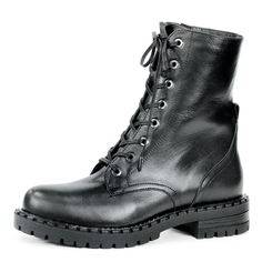 Ботинки Черные ботинки из кожи на шнуровке на подкладке из натуральной шерсти на утолщенной подошве Respect