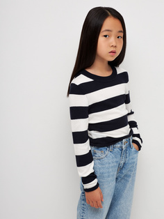 Джемпер в полоску для девочек (черный, 122) Sela