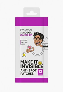 Патчи для лица Professor SkinGood НАБОР, "Профессор против прыщей", Make it invisible! anti-spot patches, с салициловой кислотой, точечные, 3 упаковки х 12 шт.