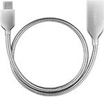 Кабель Rombica Digital AS-10 mini, USB - micro USB, металлическая оплетка, 0.3 м, серебристый (CB-AS10M)