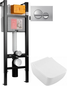 Комплект подвесной унитаз Villeroy & Boch Venticello 4611RSR1 + система инсталляции Jacob Delafon E33131RU-NF + E20859-CP-MTC