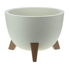 Кашпо пластик, 4.2 л, 25 см, белый ротанг, Idea, Флориан, М3186