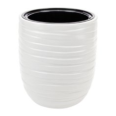 Кашпо пластик, 35х39 см, со вставкой, белое, Idea, Лайн, М3411