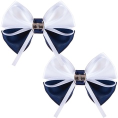 BABYS JOY Бант на резинке атлас синий/белый