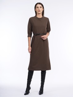 Платье-миди с разрезом коричневое (44) Elis