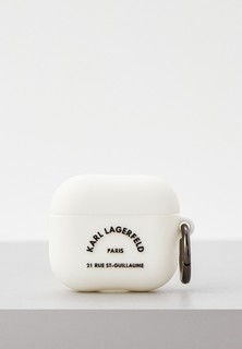 Чехол для наушников Karl Lagerfeld Airpods 3, Silicone case with ring RSG logo White